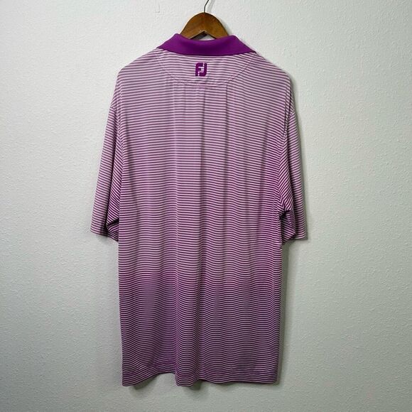 FootJoy Purple Micro Striped Short Sleeve Ombré Golf Polo Men’s Size XL - Picture 9 of 14